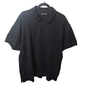 Neil Barrett Mens Black Short Sleeve Polo Shirt Made in Italy Monogram Logo 3XL